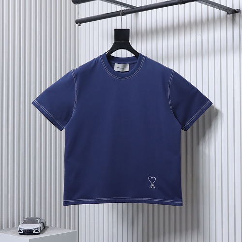 Ami Paris Classic Love Embroidered Polo Short Sleeve Blue