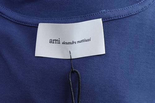 Ami Paris Classic Love Embroidered Polo Short Sleeve Blue