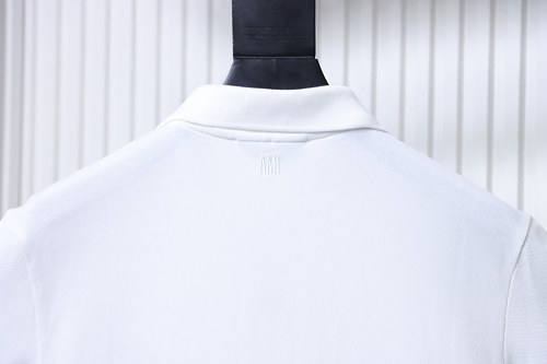 Ami Paris Classic Love Embroidered Polo Short Sleeve White