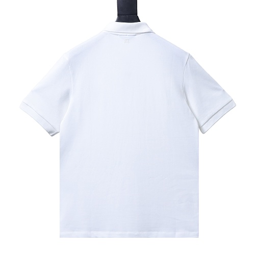 Ami Paris Classic Love Embroidered Polo Short Sleeve White