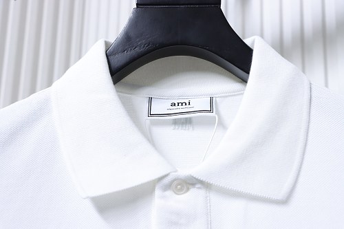 Ami Paris Classic Love Embroidered Polo Short Sleeve White