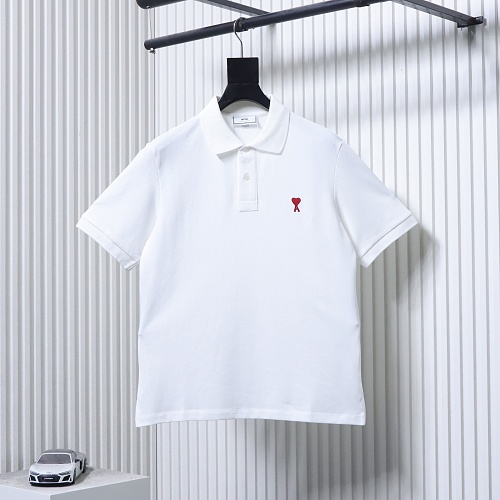 Ami Paris Classic Love Embroidered Polo Short Sleeve White