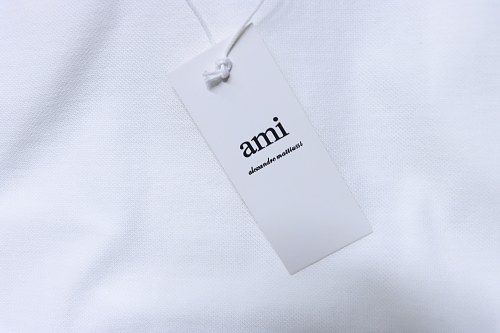 Ami Paris Classic Love Embroidered Polo Short Sleeve White