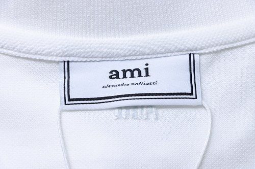 Ami Paris Classic Love Embroidered Polo Short Sleeve White