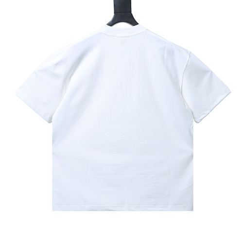 Ami Three-dimensional thick line peach heart embroidery T-shirt White