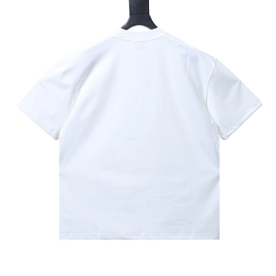 Ami Three-dimensional thick line peach heart embroidery T-shirt White 02