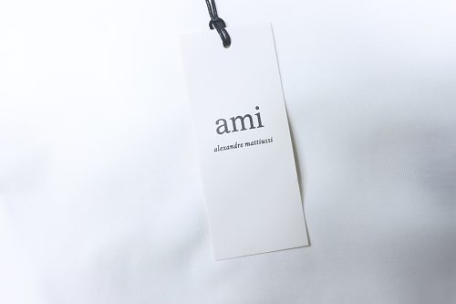 Ami Three-dimensional thick line peach heart embroidery T-shirt White