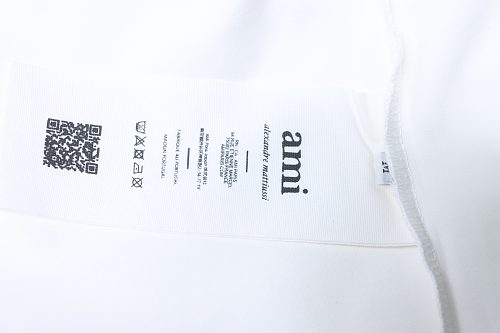 Ami Three-dimensional thick line peach heart embroidery T-shirt White