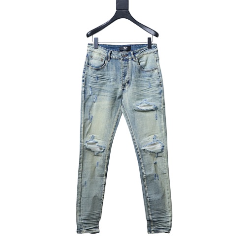 Amiri American Knife Ripped Denim Jeans Blue
