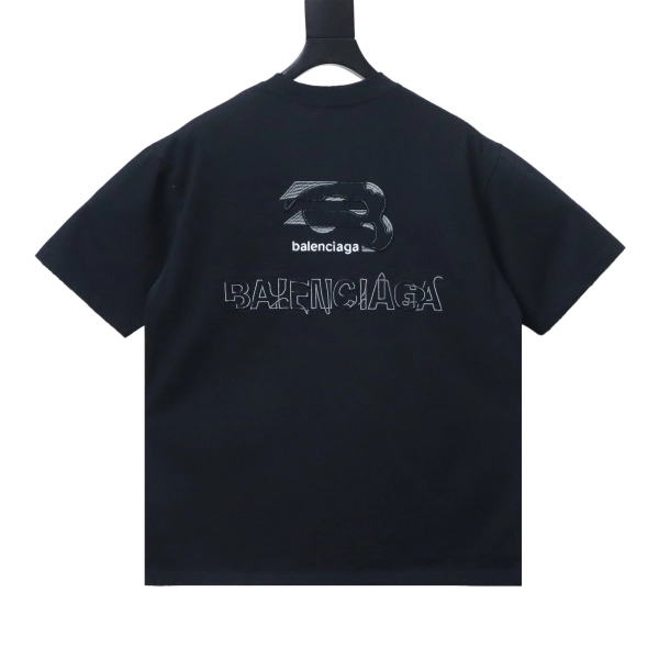 Balenciaga Patch Embroidered T-Shirt YL #160 Black + Amiri Denim Shorts YL#AM605