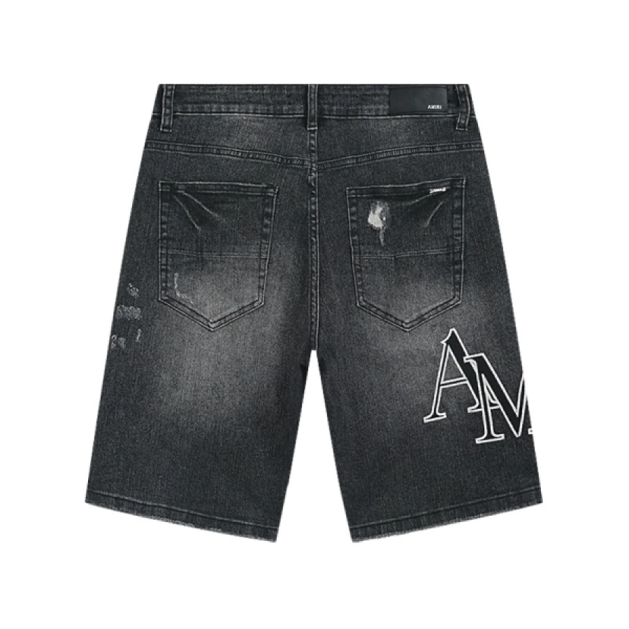 Balenciaga Patch Embroidered T-Shirt YL #160 Black + Amiri Denim Shorts YL#AM605