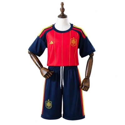 2026 Spain Home Kids Kit Jersey Size 01