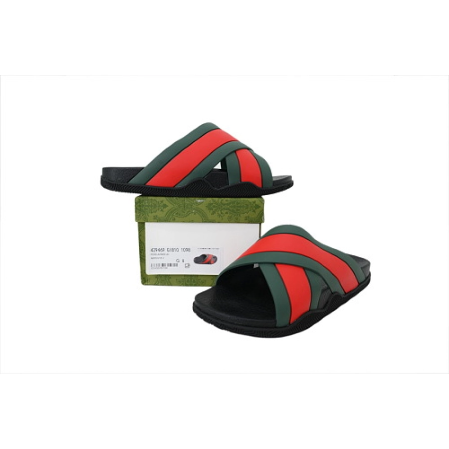 GUCCI Rubber Slide Sandal Red and Green