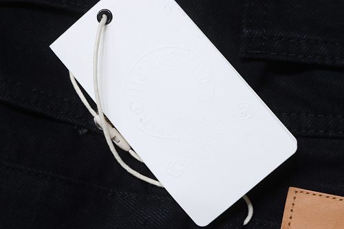 Chrome Hearts Leather Jeans with Sanskrit Cross Back Patches Black/Blue/Yellow