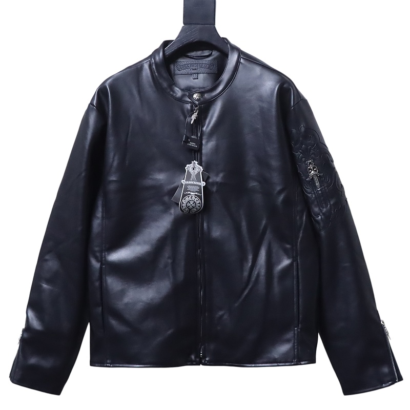 Chrome Hearts 26SS Stand Collar Dagger Leather Jacket From Obo Sneaker