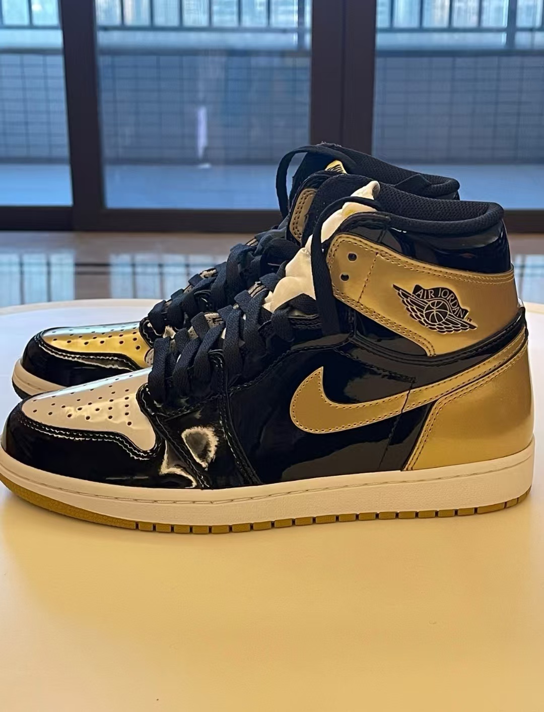 Air Jordan 1 Retro High NRG Patent Gold Toe 861428-007 review sylvester