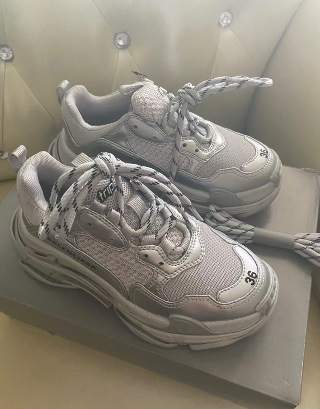 Balenciaga Triple S Light Gray Silver 536737 W2FS2 8100 review Aja