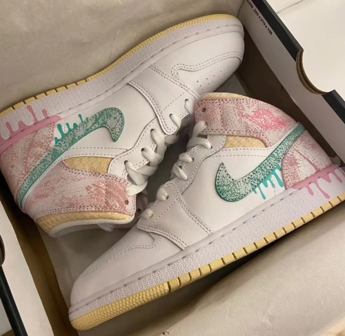 Air Jordan 1 Mid Paint Drip (GS)  DD1666-100 review 