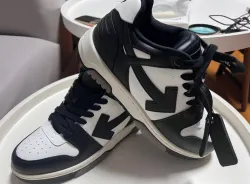 OFF-WHITE Out Of Office OOO Low Tops White Black White OMIA189C99LEA0011004 review Jeffrey