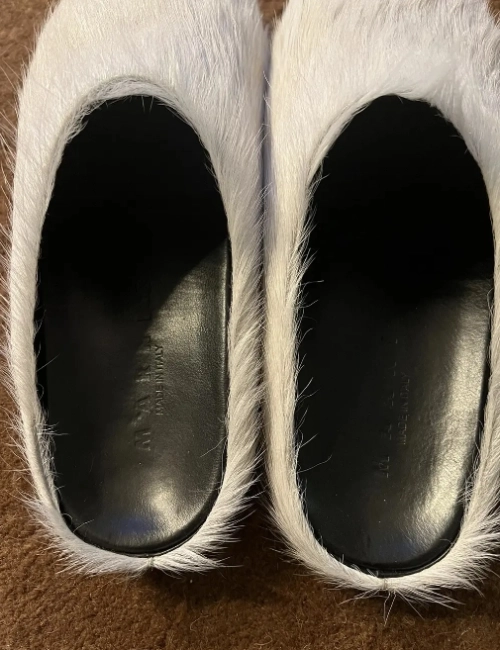 Marni Long-Hair Calfskin Fussbett Sabot Grey SBMR000600P412200N15 review 