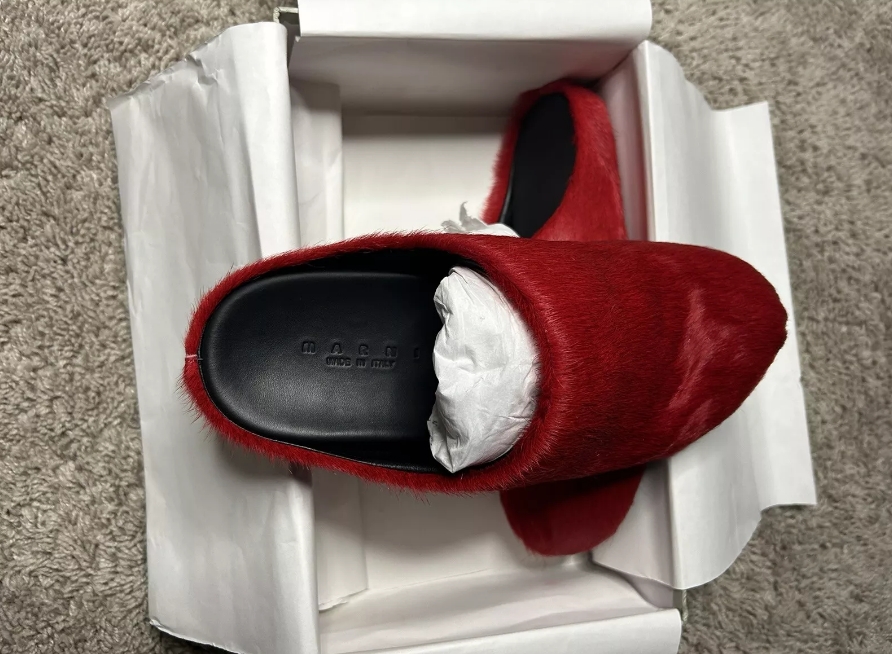 Marni Long-Hair Calfskin Fussbett Sabot Red SBMS004601P412200R66 review Eamonn 01