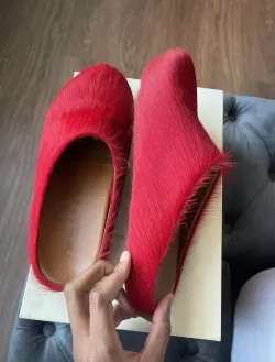 Marni Long-Hair Calfskin Fussbett Sabot Red SBMS004601P412200R66 review Bryan 02