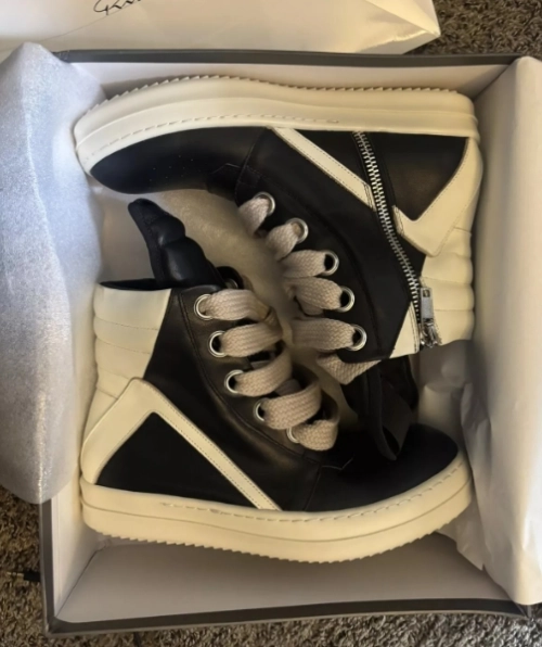 Rick Owens GeoBasket Oversized Eylet Black Milk RU02B2894-LPOW1-911 review 