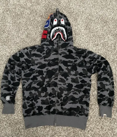 OBO BAPE Color Camo Shark Zip Hoodie Black review 