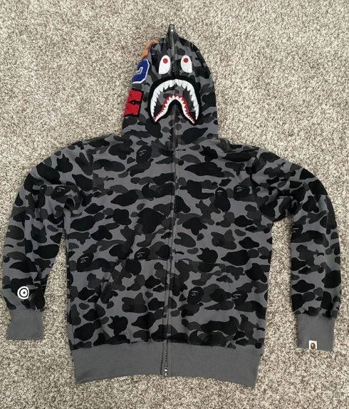 OBO BAPE Color Camo Shark Zip Hoodie Black review 