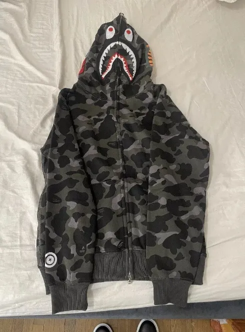 OBO BAPE Color Camo Shark Zip Hoodie Black review 