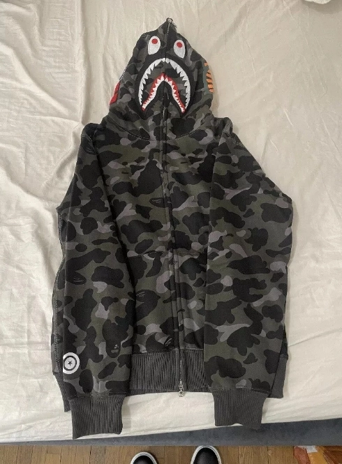 OBO BAPE Color Camo Shark Zip Hoodie Black review 