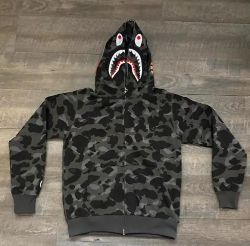 OBO BAPE Color Camo Shark Zip Hoodie Black review 
