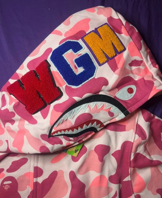 OBO BAPE ABC Camo Shark Full Zip Hoodie Pink review Morris 01