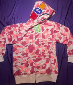 OBO BAPE ABC Camo Shark Full Zip Hoodie Pink review Morris 01