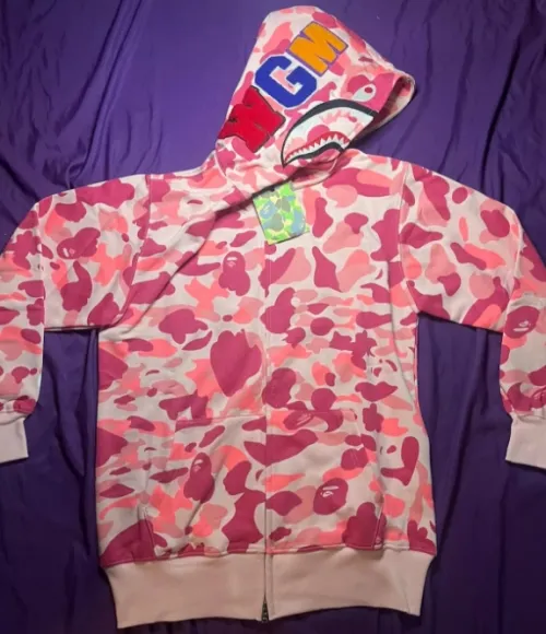 OBO BAPE ABC Camo Shark Full Zip Hoodie Pink review 
