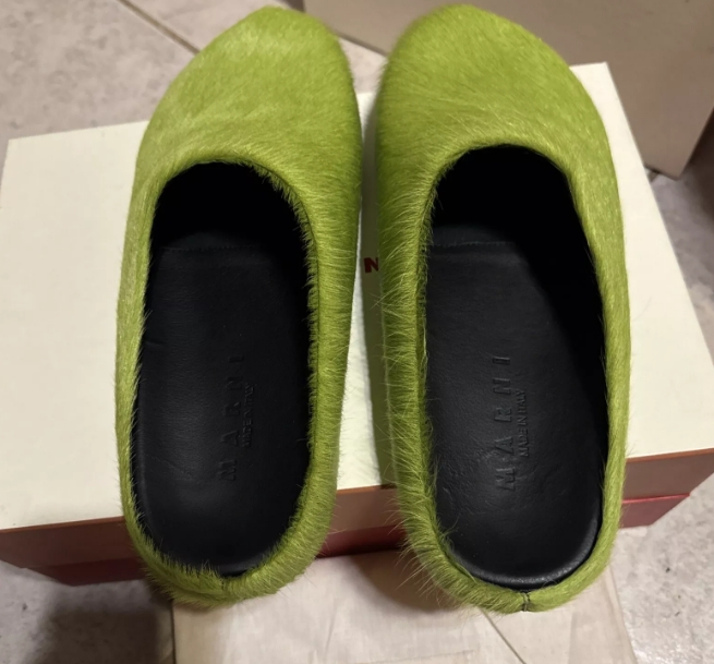 Marni Long-Hair Calfskin Fussbett Sabot Green SBMR000600P412200V07 review Kent 02