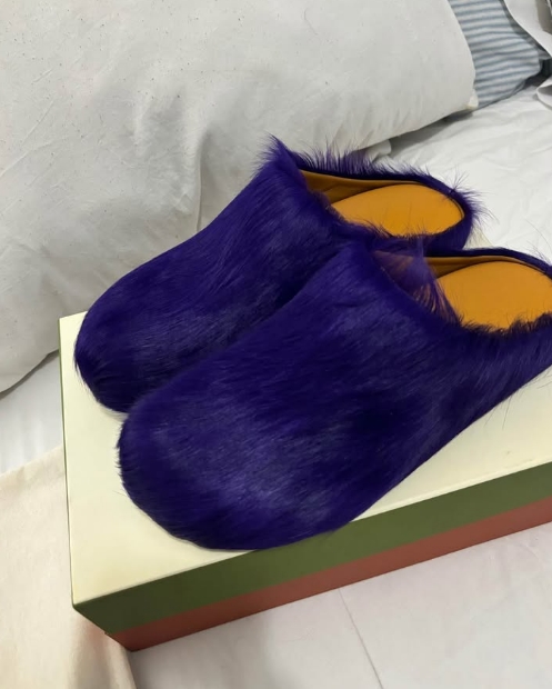 Marni Long-Hair Calfskin Fussbett Sabot Purple SBMR000600P623600C74 review Marty 01