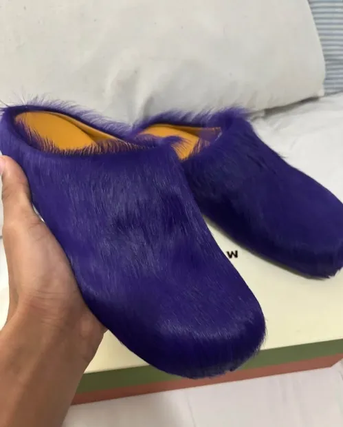 Marni Long-Hair Calfskin Fussbett Sabot Purple SBMR000600P623600C74 review 