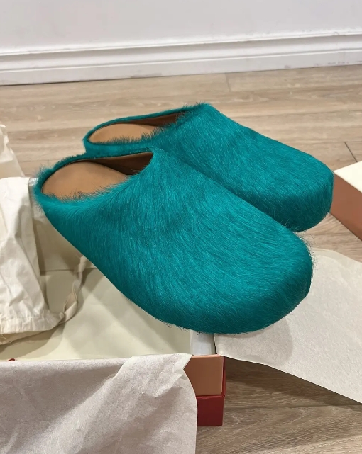 Marni Long-Hair Calfskin Fussbett Sabot Green SBMR000600P412200V38 review Ava 00