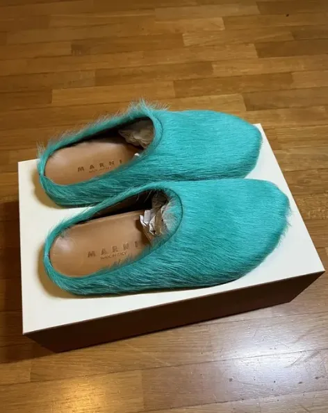 Marni Long-Hair Calfskin Fussbett Sabot Green SBMR000600P412200V38 review 