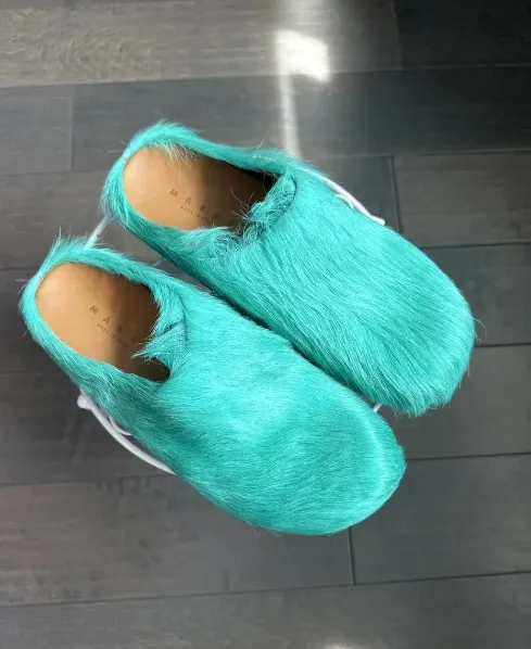 Marni Long-Hair Calfskin Fussbett Sabot Green SBMR000600P412200V38 review 