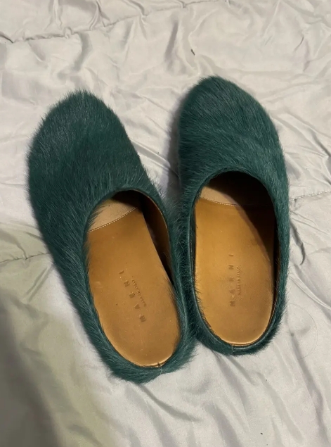 Marni Long-Hair Calfskin Fussbett Sabot Sea Green MR000600P412200V78 review Jackson 00