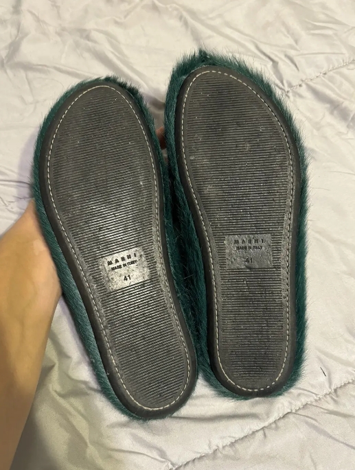 Marni Long-Hair Calfskin Fussbett Sabot Sea Green MR000600P412200V78 review Jackson 01