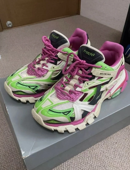 Balenciaga Track 2 Sneaker White Green Pink 568615 W2GN3 9199 review 