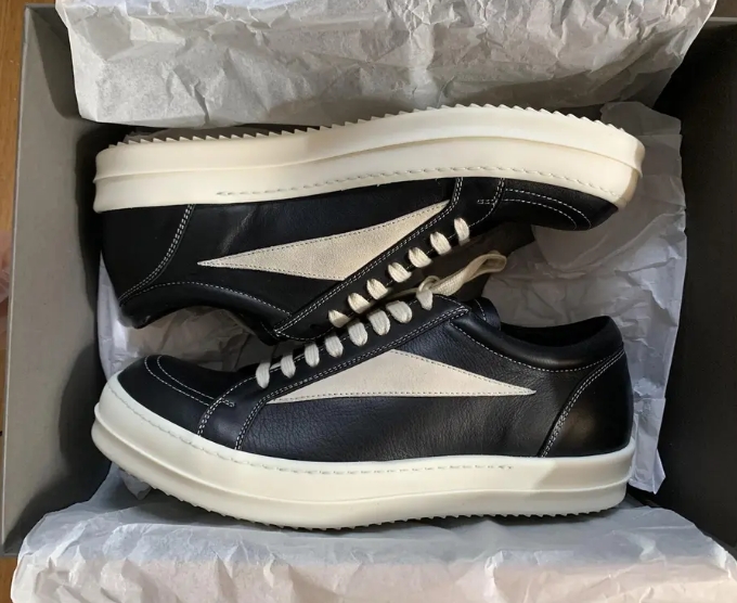 Rick Owens EDFU Vintage Sneaks Leather Black Milk White   RP01C5888LPOLVS-911 review Wesley 00