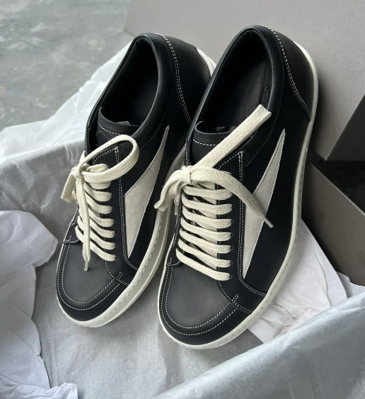 Rick Owens EDFU Vintage Sneaks Leather Black Milk White   RP01C5888LPOLVS-911 review Nevaeh 01