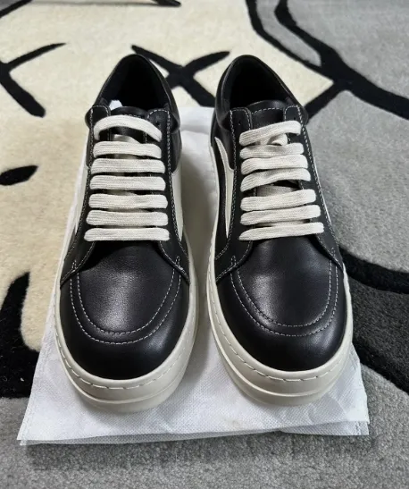 Rick Owens EDFU Vintage Sneaks Leather Black Milk White   RP01C5888LPOLVS-911 review 