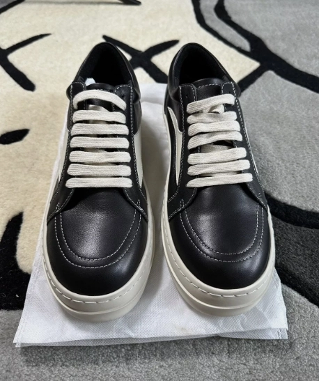 Rick Owens EDFU Vintage Sneaks Leather Black Milk White   RP01C5888LPOLVS-911 review 