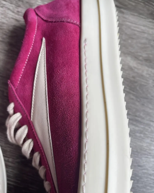Rick Owens EDFU Vintage Sneaks Velour Suede Hot Pink Milk White   RP01C5888_LVSLPO_1311 review Ariana 01