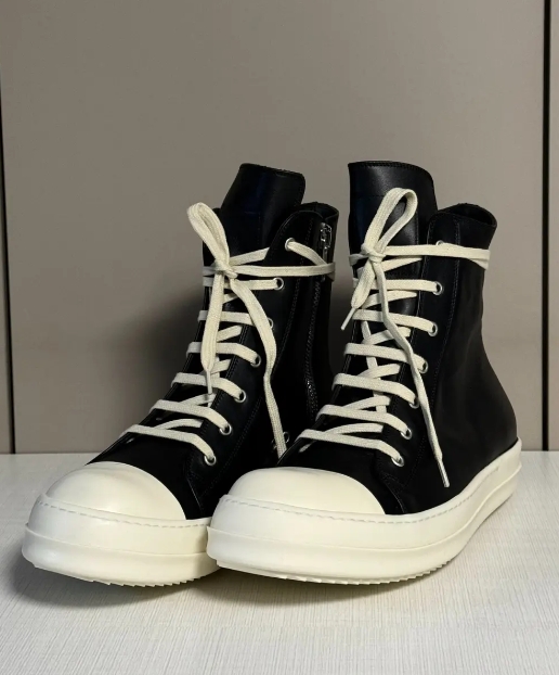 Rick Owens Ramones Leather High Top Black Cream  RU01B1890 review Gideon 00